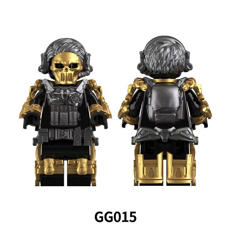 Specially Designed for Cross-Border Delta Action Themed Minifigure Models, Nameless Gold-Eroded Rose Red Wolf Assembly Building Block Toys