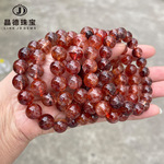 晶德珠宝7A天然牛血红红胶花水晶手链女简约水晶圆珠手串饰品批发