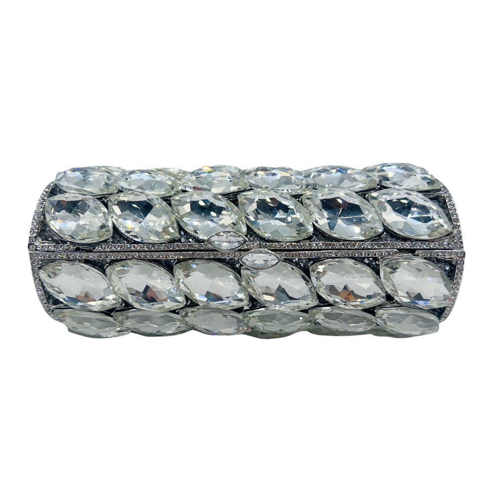 Túi clutch nữ cầm tay hình trụ pha lê kim cương giả sang trọng dự tiệc — Bạc, vàng, vàng và trắng, Rượu sâm banh chi tiết 3