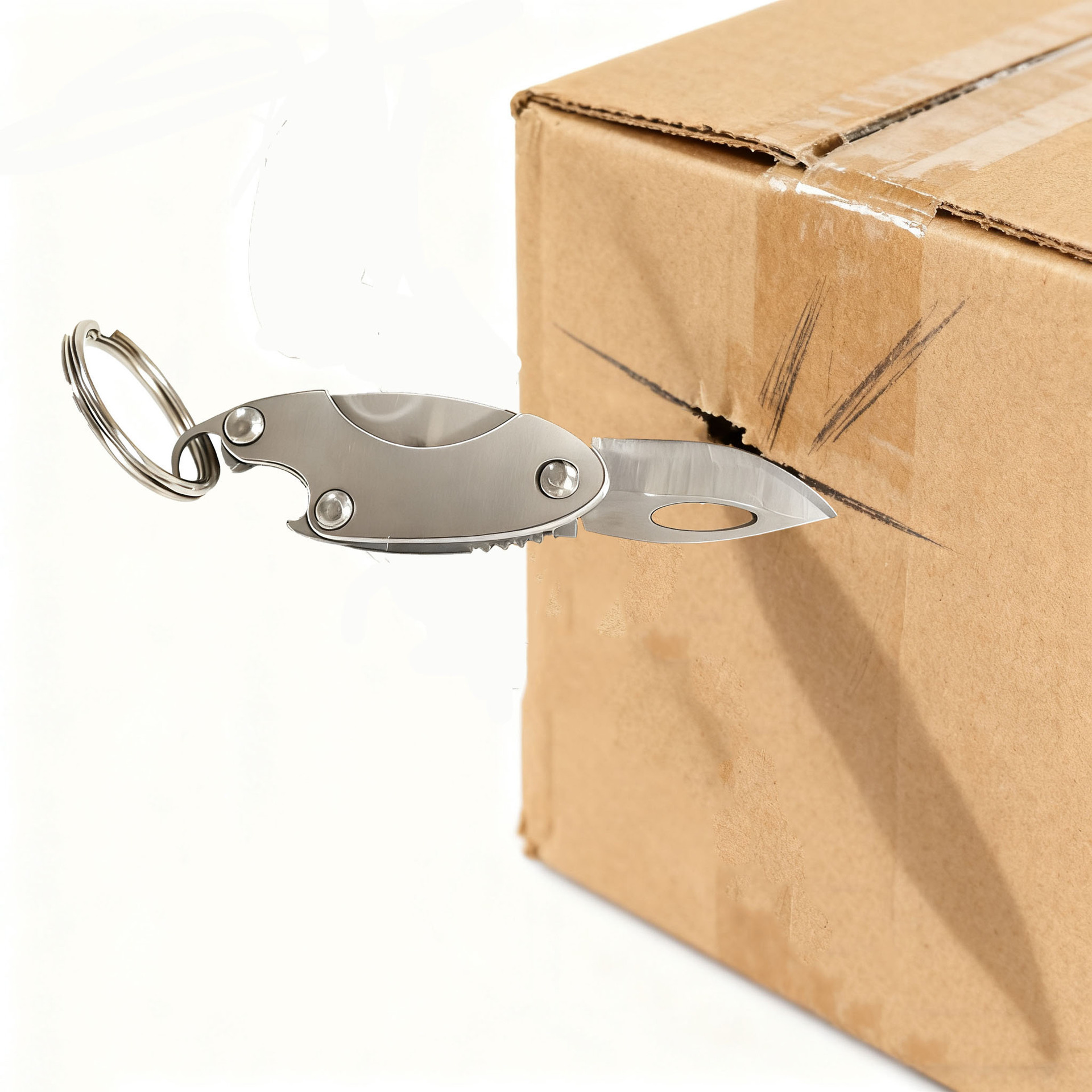 Mini Stainless Steel Folding Knife With Bottle Portable Keychain Pendant, Package Opener, Sharp_voghion.com