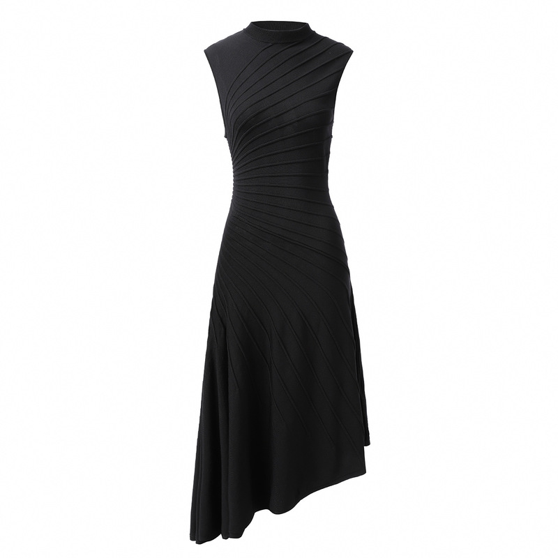 2026 Summer New Style French Style Sleeveless Slim Fit Pleated High-End Mid-Length Knitted Dress for Women 2026 Summer New Style French Style Sleeveless Slim Fit Pleated High-End Mid-Length Knitted Dress for Women