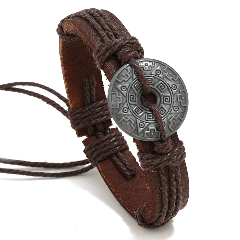 庞克 Woven metal retro leather bracelet handmade, accessory, direct factory sales, wholesale