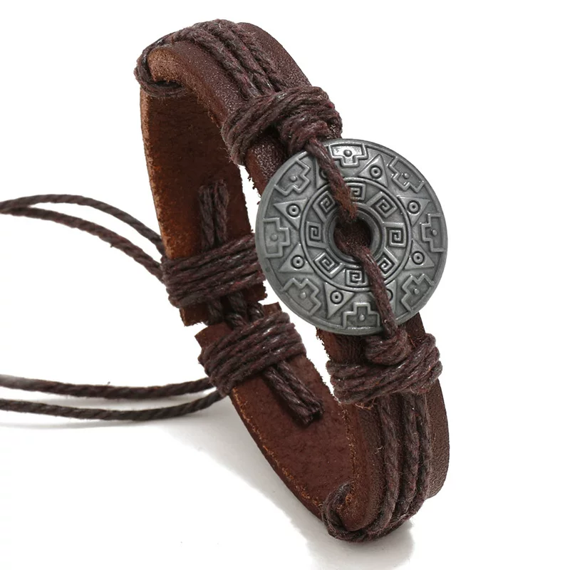 庞克 Woven metal retro leather bracelet handmade, accessory, direct factory sales, wholesale
