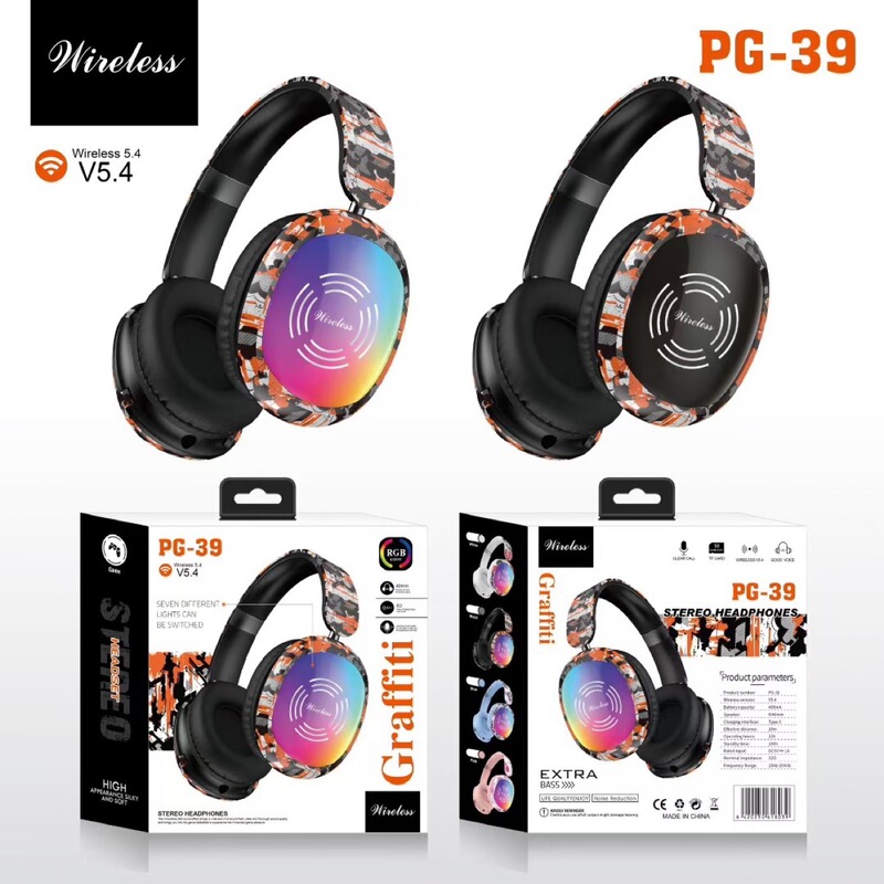 外贸跨境热卖新款 WH-ULT39头戴蓝牙RGB无线 5.0音乐游戏发光耳机|undefined