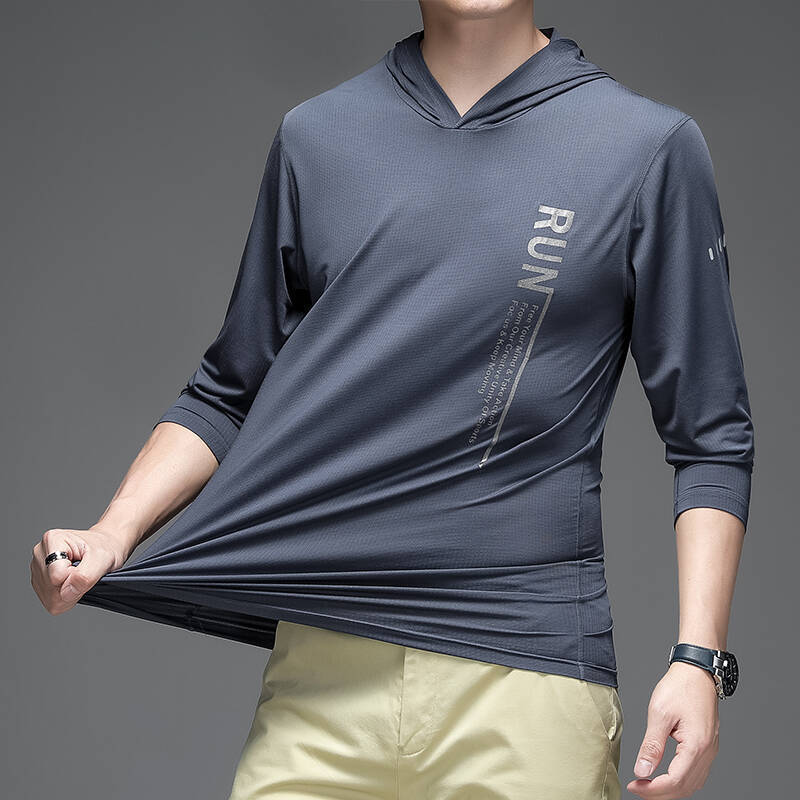 Free Shipping Hooded Long Sleeve Ice Silk T-shirt Men's Spring and Summer Quality T-shirt Men's Breathable Base Shirt Elastic Sports T-shirt Free Shipping Hooded Long Sleeve Ice Silk T-shirt Men's Spring and Summer Quality T-shirt Men's Breathable Base Shirt Elastic Sports T-shirt