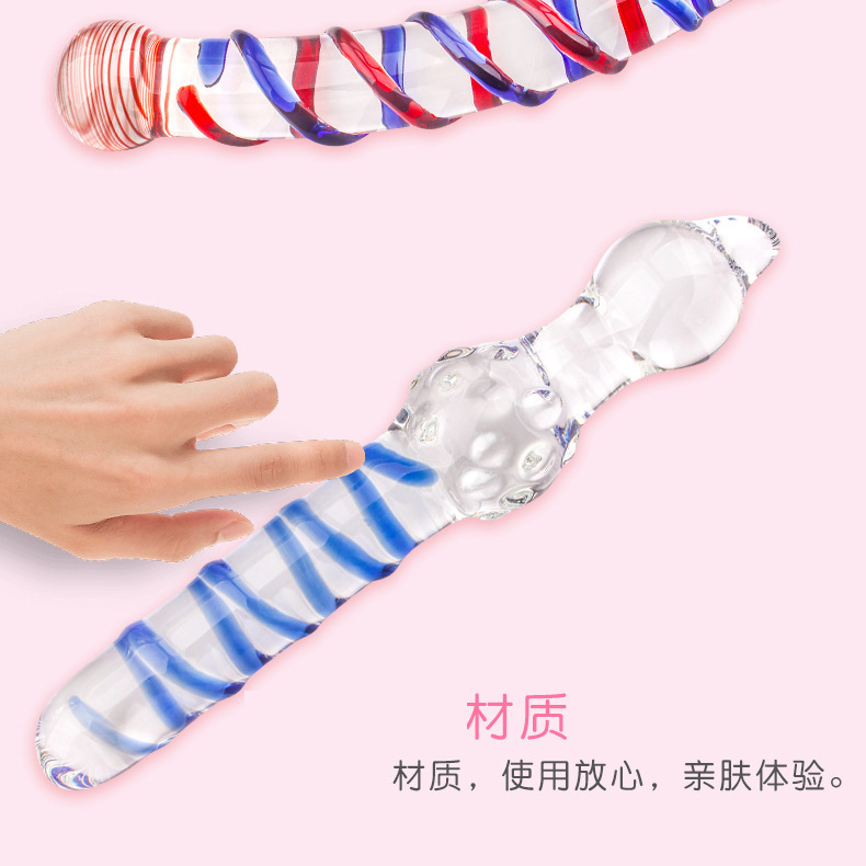 Crystal Glass Anal Plug, D-Style Colored Glass Wand for Temperature Play — detail image 5