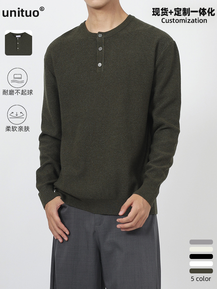 1688 ropa de hombre transfronteriza camiseta de alta gama de moda de negocios de polo camiseta de cuello redondo jersey al por mayor