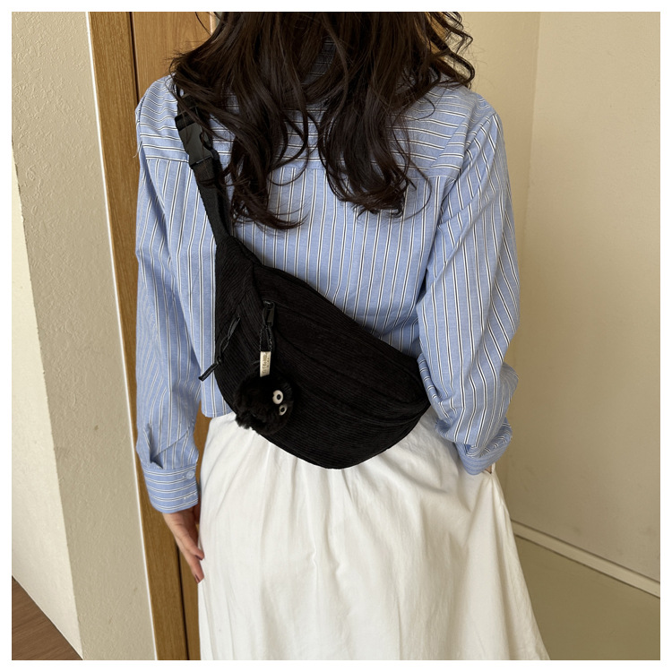 Frauen Taille Tasche Cord Student Schulter Handtasche Crossbody Brust Brust Tasche Fanny Pack Mode Telefon Weibliche Bum Gürtel Geldbörse 2025 – Detail 11