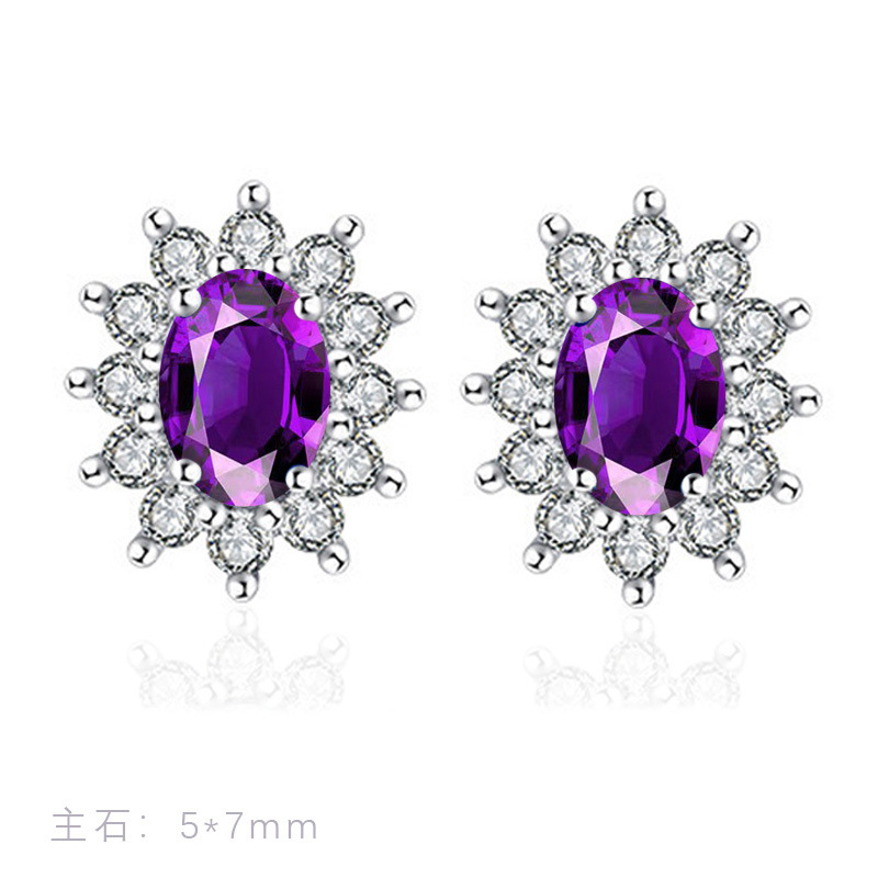 T50 purple diamond stud earrings