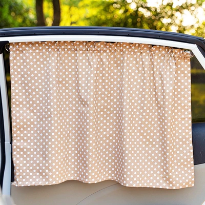 Car curtains: insulation sunshade children's cartoon suction - brown-dots-leaflet-boundless
