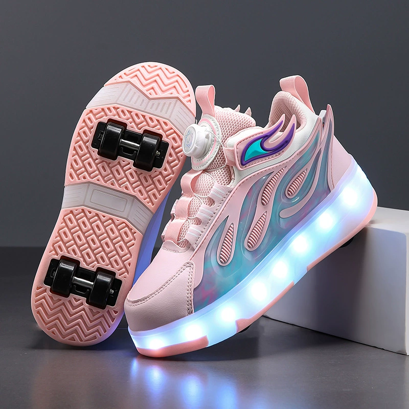Детские Heelys с 4 колёсами и подсветкой, светящиеся роликовые кроссовки для мальчиков и девочек, размеры 28–40