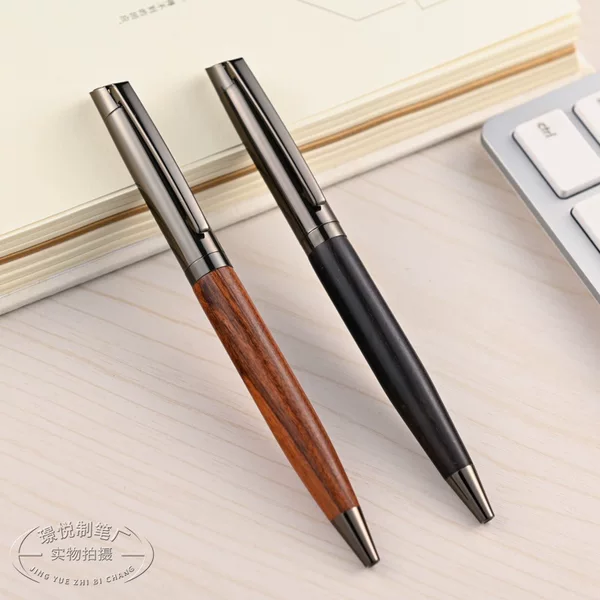 Wholesale solid wood metal signature pen rosewood ball pen ebony neutral water pen gift advertising pen logo