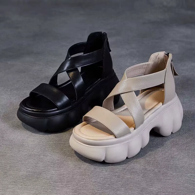 Summer sandals, beach footwear with zipper, 2025 years