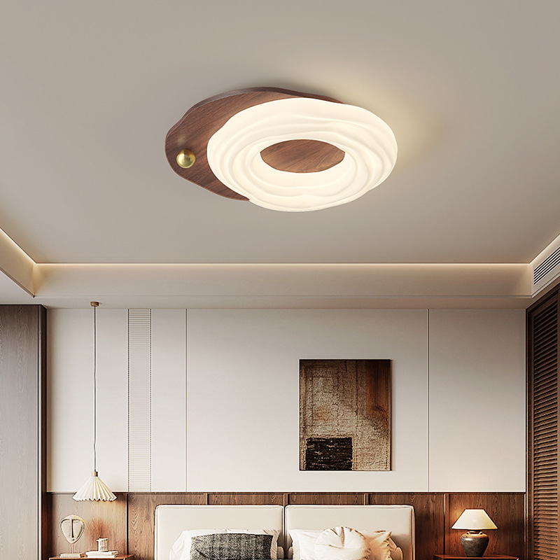 Lámpara de techo de dormitorio, protección ocular, lámpara de mediana edad francesa, sala de estar, comedor, lámpara de nube de calabaza, lámpara de estilo crema de galletas, Zhongshan