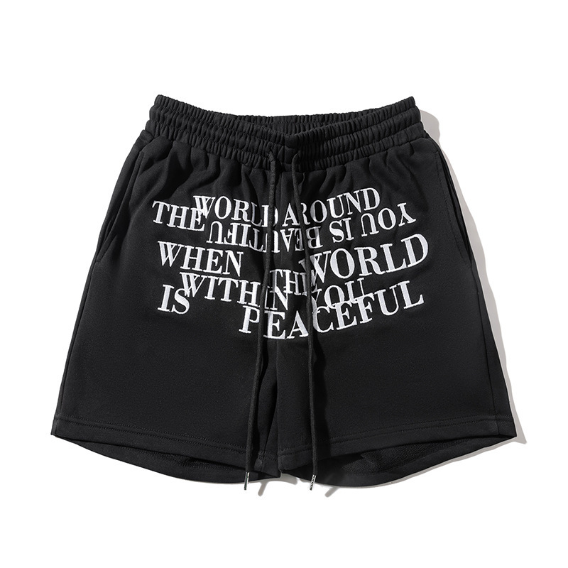 Qihong Clothing Co. American Retro Design Letter-Printed Sports Casual Summer Niche Personality Shorts for Men and Women Qihong Clothing Co. American Retro Design Letter-Printed Sports Casual Summer Niche Personality Shorts for Men and Women