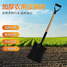 木柄锹木柄铲全钢锹农用锰钢平头锹方头锹种菜种花园林工具批发