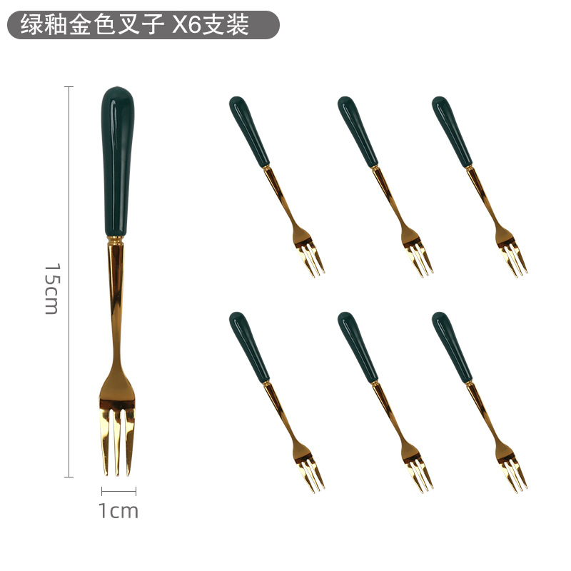 Nórdico luz lujo fruta tenedor cuchara cerámica tarro de almacenamiento traje creativo Luna pastel cuchillo tenedor cuchara de acero inoxidable fruta tenedor hogar