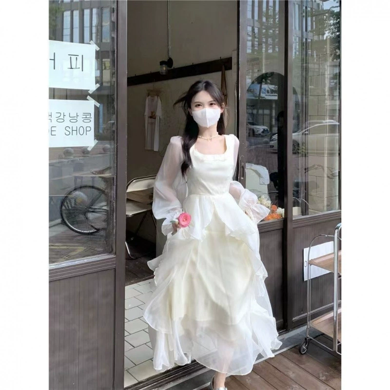 Санья приморская праздничная длинная юбка фея супер фея, белое шифоновое платье, женское лето