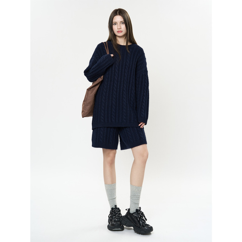 Lvu Early Spring New Korean Style Fashionable Twisted Flower Crewneck Wool Knitted suit Sweater Lightweight Fluffy Top for Women Lvu Early Spring New Korean Style Fashionable Twisted Flower Crewneck Wool Knitted suit Sweater Lightweight Fluffy Top for Women