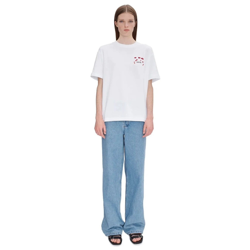New Product Apc Japan and Korea's Popular Heart Pattern Printed 100% Pure Cotton Regular Size T-Shirt for Men and Women, Short-Sleeved Couple's Shirt New Product Apc Japan and Korea's Popular Heart Pattern Printed 100% Pure Cotton Regular Size T-Shirt for Men and Women, Short-Sleeved Couple's Shirt