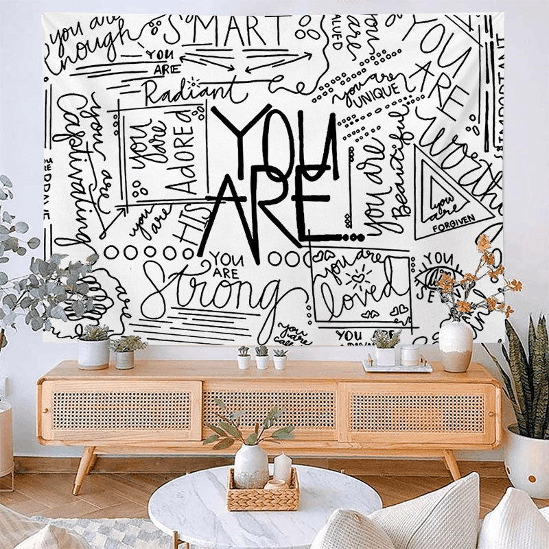 Line Japanese style hanging cloth Wall hanging painting Nordic style tapestry decorative cloth hanging cloth English H_voghion.com