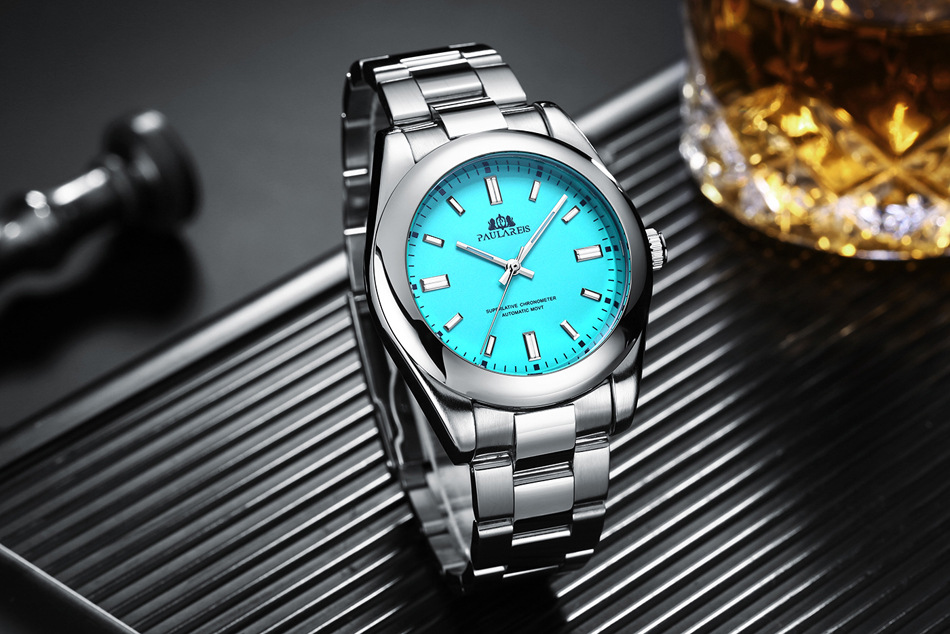 Automatic mechanical luminous steel band red yellow blue green colorful men's watch AUTOMATIC WATCH_voghion.com
