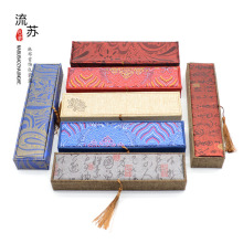 文玩首饰包装盒麻布流苏首饰盒珠宝项链长链包装盒玉器包装盒批发