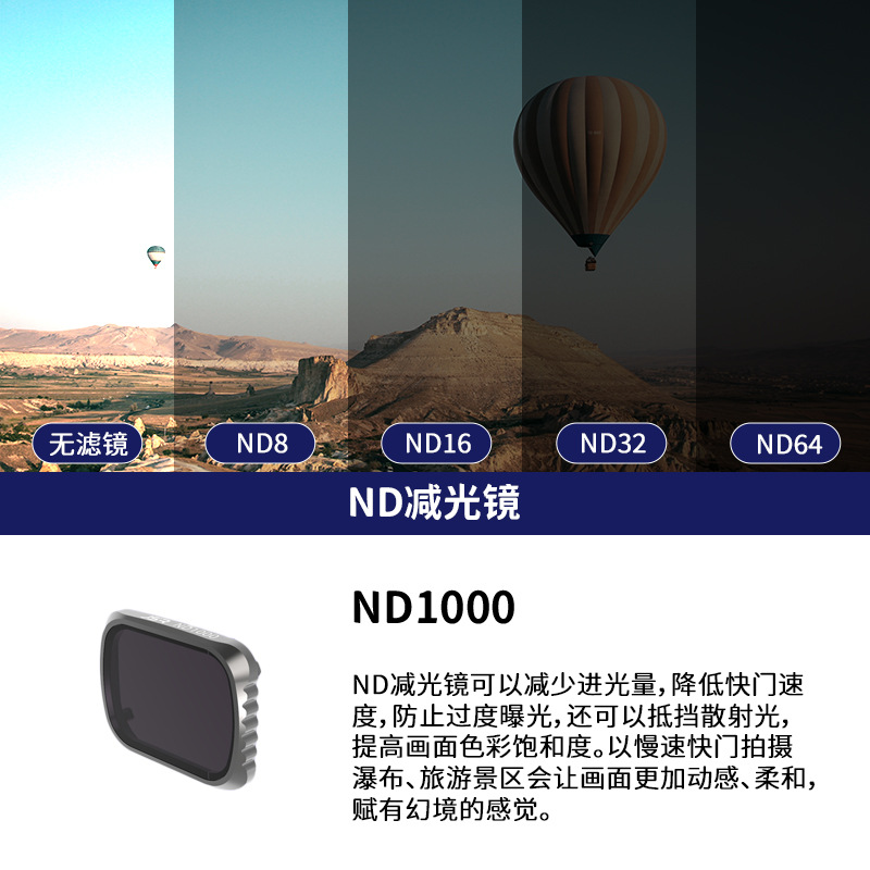 JUNESTAR filtro adecuado para DJI Dajiang UAV Royal Mavic Air2S filtro ND cplmirror de reducción de luz