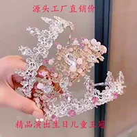 Детский коронованный головной убор Принцесса девушка корона хрустальный обруч для волос Золотой лед Аиша девушка день рождения аксессуары для волос