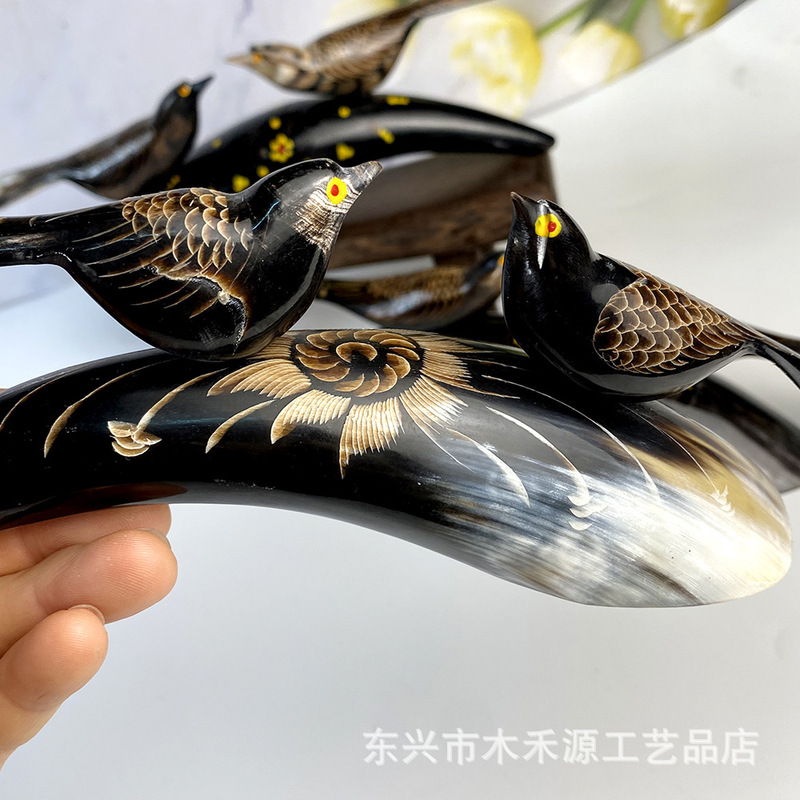 卸売牛角工芸品カササギ装飾品ホームリビングルームデスクトップ装飾品絶妙な|undefined