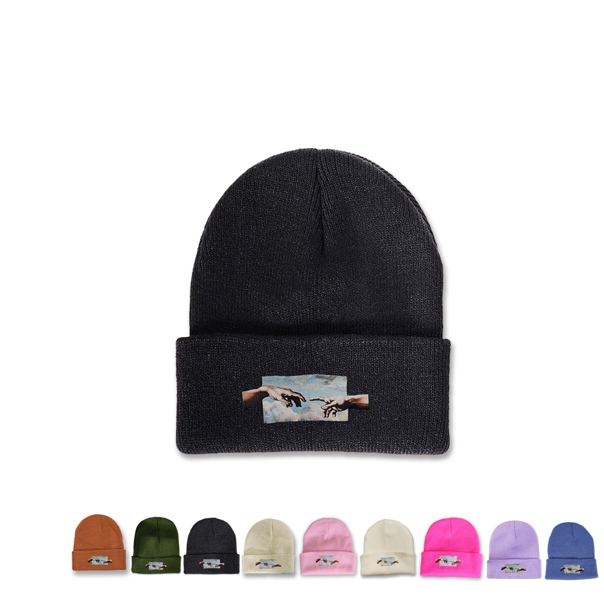 Fashion Painting Printing Knitted Trend Warm Simple Wool Hat Wholesale display picture 1