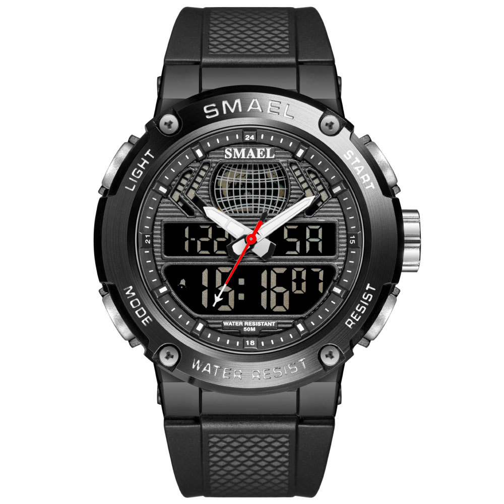 Smair SMAEL8032 moda deportes impermeable reloj doble pantalla reloj de los hombres sincronización alarma LED reloj electrónico