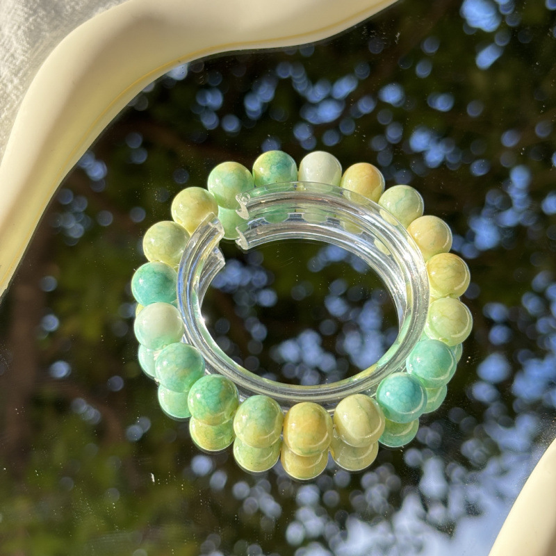 S045-노란색-파란색 그라데이션-옥 깨진 모조 세라믹 팔찌#SZ321용