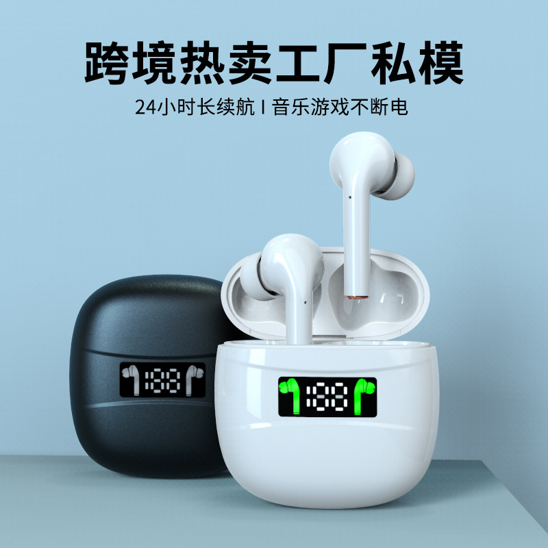 Nuevo modelo privado ENC reducción de ruido auriculares Bluetooth j3pro real inalámbrico binaural deportes pantalla digital auriculares Amazon caliente