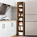 厨房夹缝置物架家用放锅碗碟调料收纳架落地多层带门窄缝隙储物柜