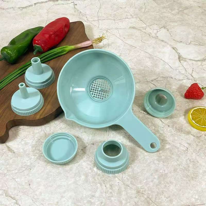 多功能塑料漏斗厨房大小口径分液器六合一漏斗加油倒酒分装过滤斗|undefined