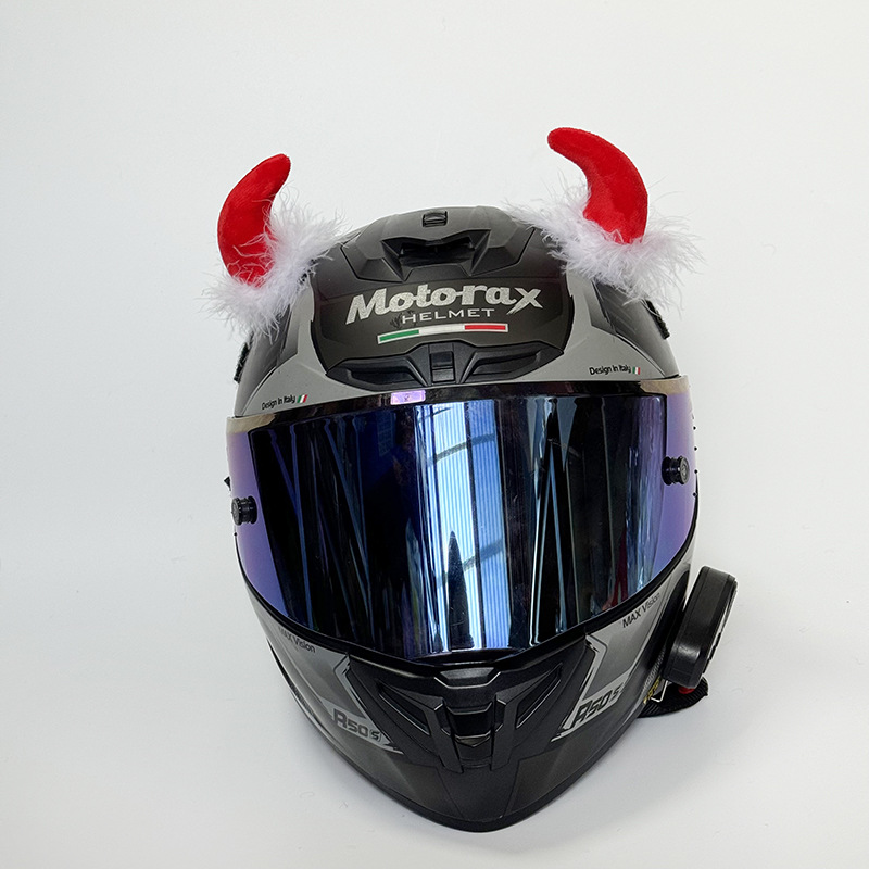 Gaizhuang Helmet Decoration Luminous Devil Horns Antlers Christmas Reindeer Horns (Auto Parts and Accessories) - red-devil-horns-1-pair-no-helmet-white-plush