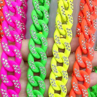 17 * 23mm acrylic color diamond open ring chain buckle DIY bag chain earrings shoe chain Accessories Wholesale