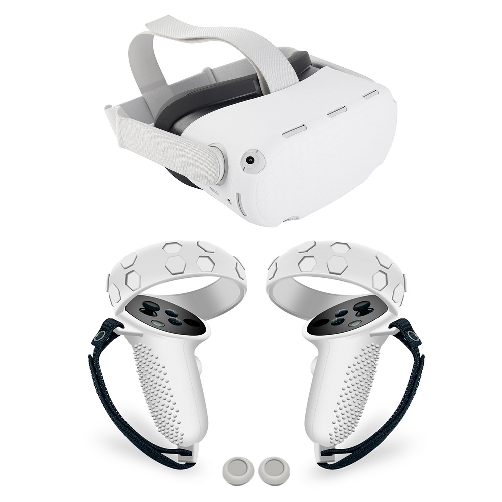 Aplicable a la generación de Oculus Quest2 manejar funda de silicona antideslizante VR Segunda Generación VR manejar funda protectora resistente a la caída caso de Goma