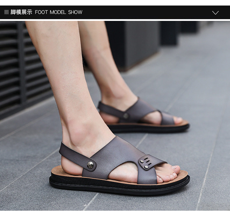 Dép sandal nam quai ngang hở ngón thoáng khí đi biển — Màu nâu, Xanh lam đậm, màu nâu đỏ, Đen toàn bộ chi tiết 14