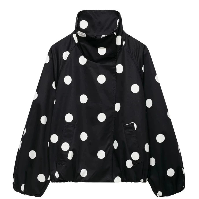 Cross-border European and American women's fashion, popular on AliExpress: French-style casual polka-dot bomber jacket