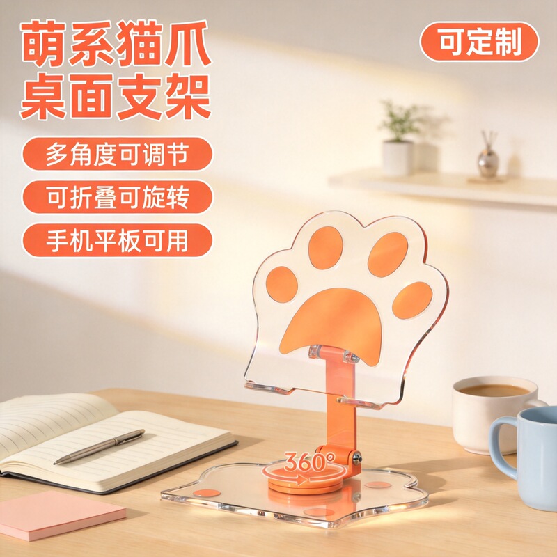 Cute, Instagram-style acrylic phone stand: a creative, rotating, and foldable stand for lazy people who enjoy watching TV shows on their phones
