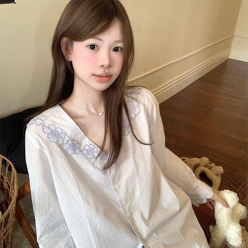 韩系小众设计感花边长袖睡衣女款春秋季大码家居服可外穿套装ins|undefined