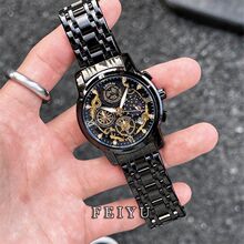 潮流高级感机械风手表男款时尚个性帅气大表盘防水运动学生石英表