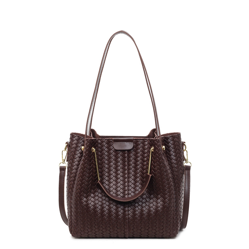 Bolso para mujeres 2025 nuevo retro transfronterizo viaje al trabajo bolso de cubo de alta sensación de tejido universal mochila de hombro