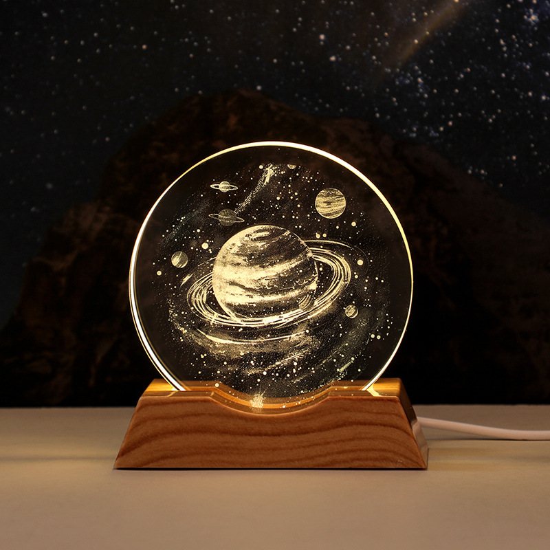 宇宙飛行士星空ナイトライト3Dクリスタル彫刻発光置物クリエイティブギフト寝室雰囲気ランプ誕生日プレゼント|undefined
