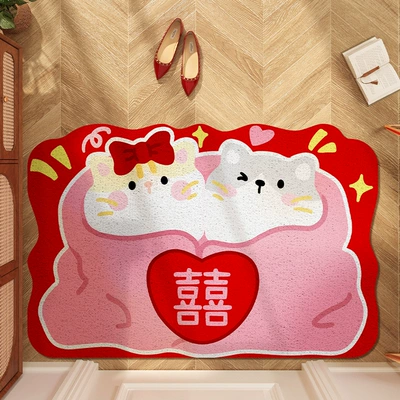 Avtomobil döşəmə paspasları – Red Door Mat Pvc Wire - kitten-stickers-4060cm-silk-circle