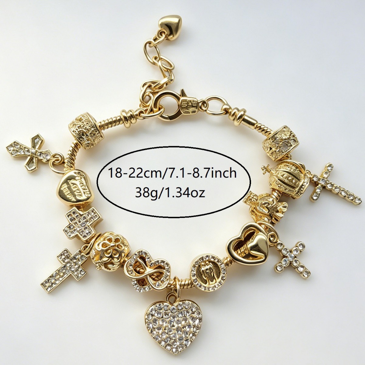 Panjia brazalete DIY cross-border explosión brazalete diamante amor cruz ángel corona colgante joyería de moda