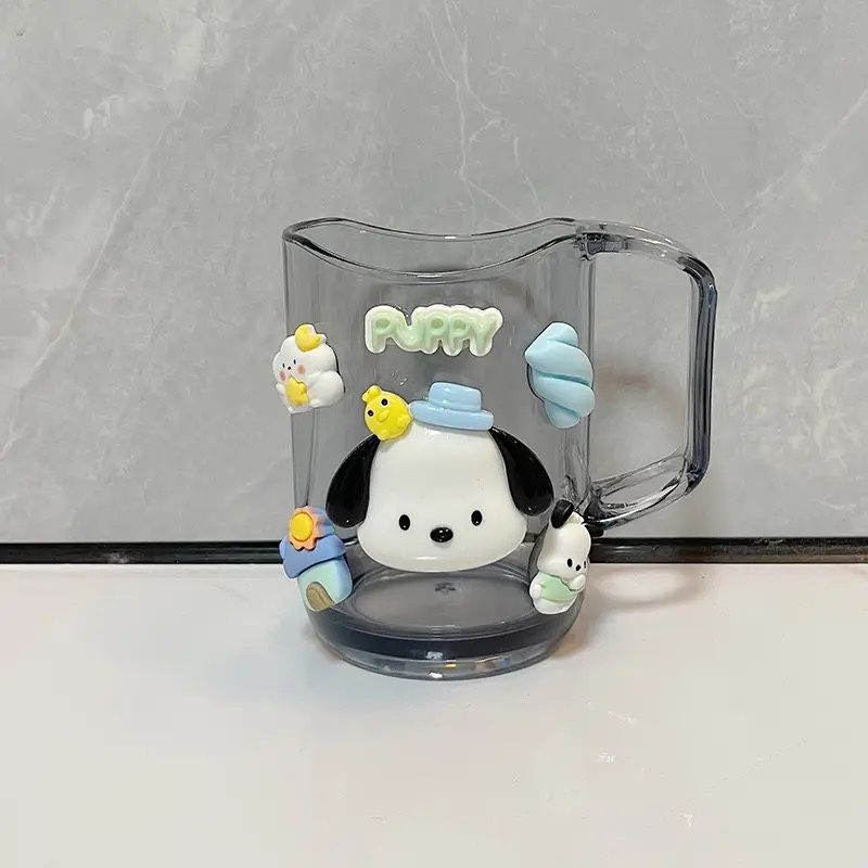 Semi-transparent curved cup-single transparent black Pacha dog