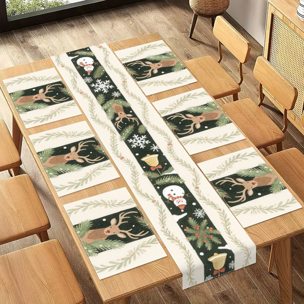 Transfronterizo temu bandera de impresión de mesa de Navidad poliéster impresión de cocina puerta de entrada decoración de mesa pequeña muñeca pan de jengibre image 3